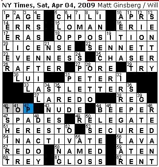 Rex Parker Does the NYT Crossword Puzzle: SATURDAY, Apr. 4, 2009 - M  Ginsberg (Rival of Roach early film comedy / Nafta's overseas counterpart /  Feodor III's successor as czar)